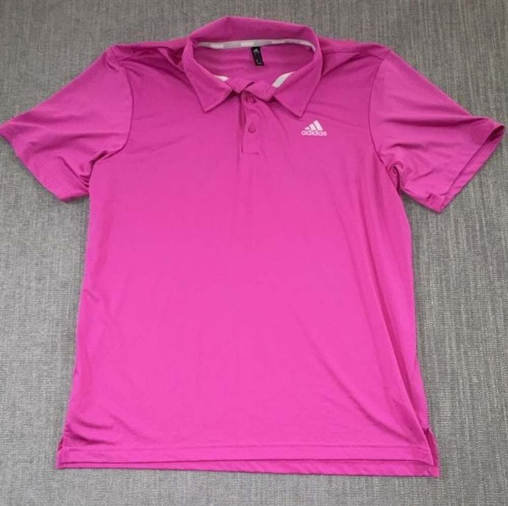 Adidas Golf Polo Shirt Size L Pink Short Sleeve